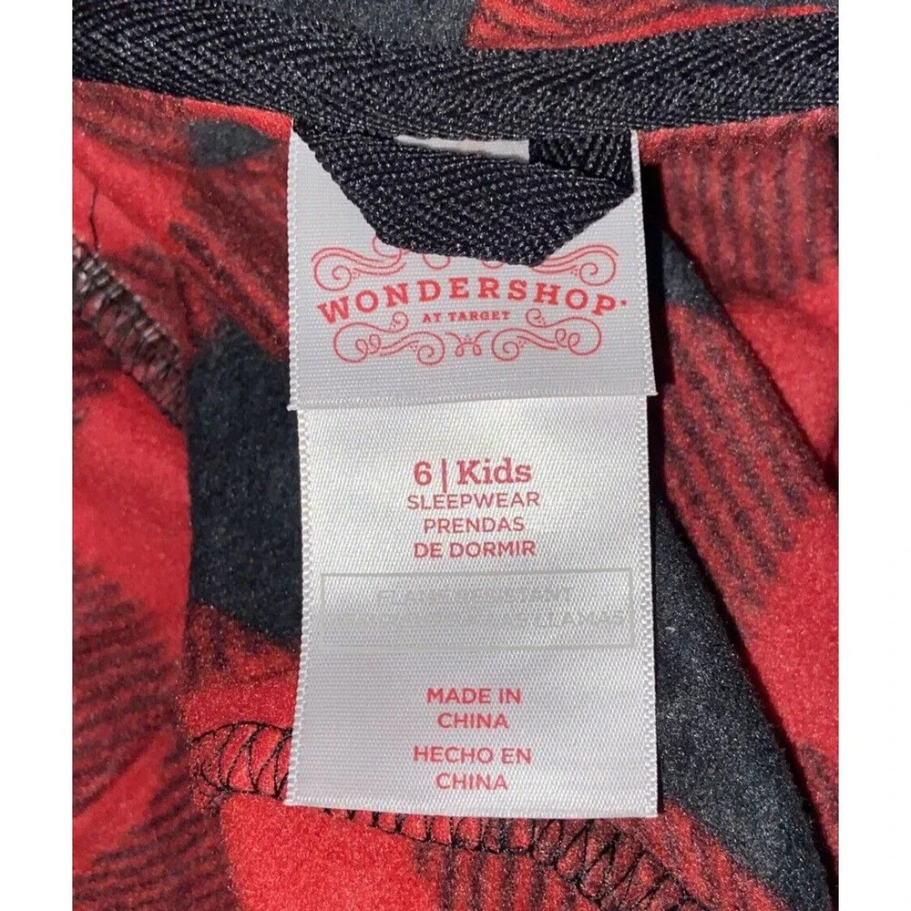 Kids' Buffalo Plaid Fleece Robe Size 6 Red Black‎ Check Christmas Cabin Lounge